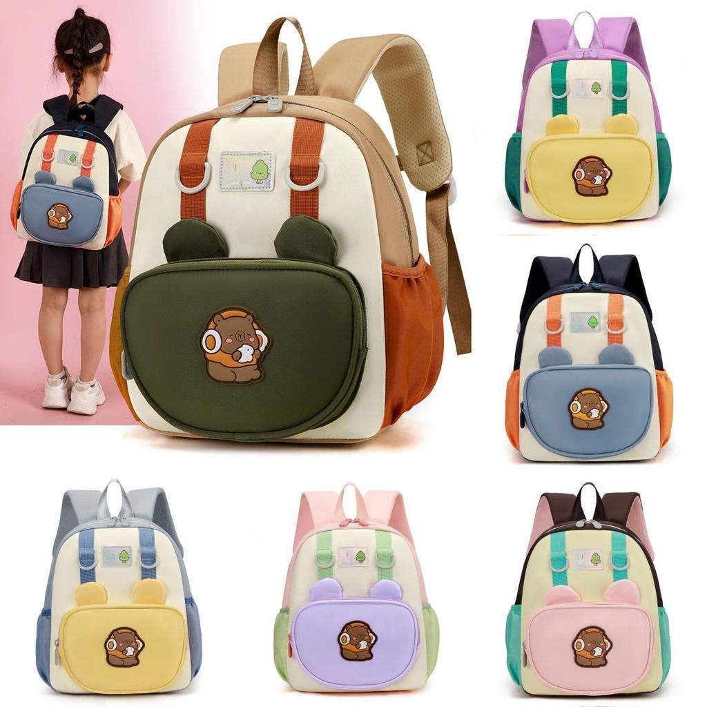 Pattern Capybara Kids Cartoon Backpack With Nylon Material And Color Bright