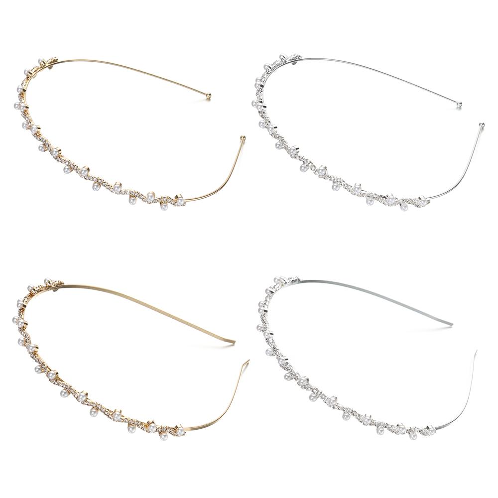 Accessories Ladies Ornament Crystal Rhinestone Haiband Hair Hoop Wedding Party Pearl Wave Headband