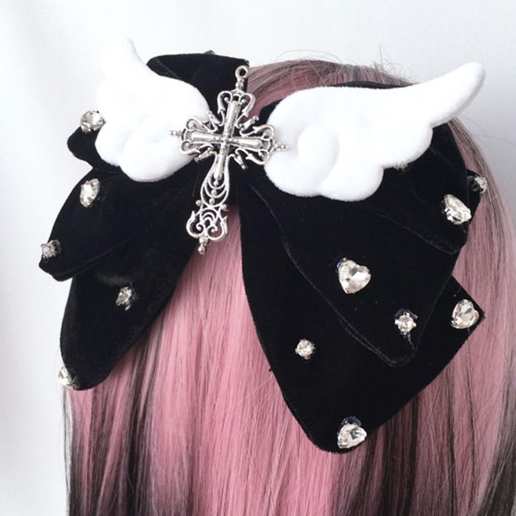 Крылья ангела Арбалеты Заколка для волос со стразами Накладные волосы Аксессуары для волос для вечеринок в готическом и винтажном стиле