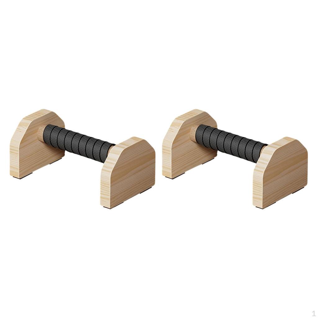 2 Pieces Push Up Bar Parallettes Handstand Bars Handles Wooden for Men Women Floor