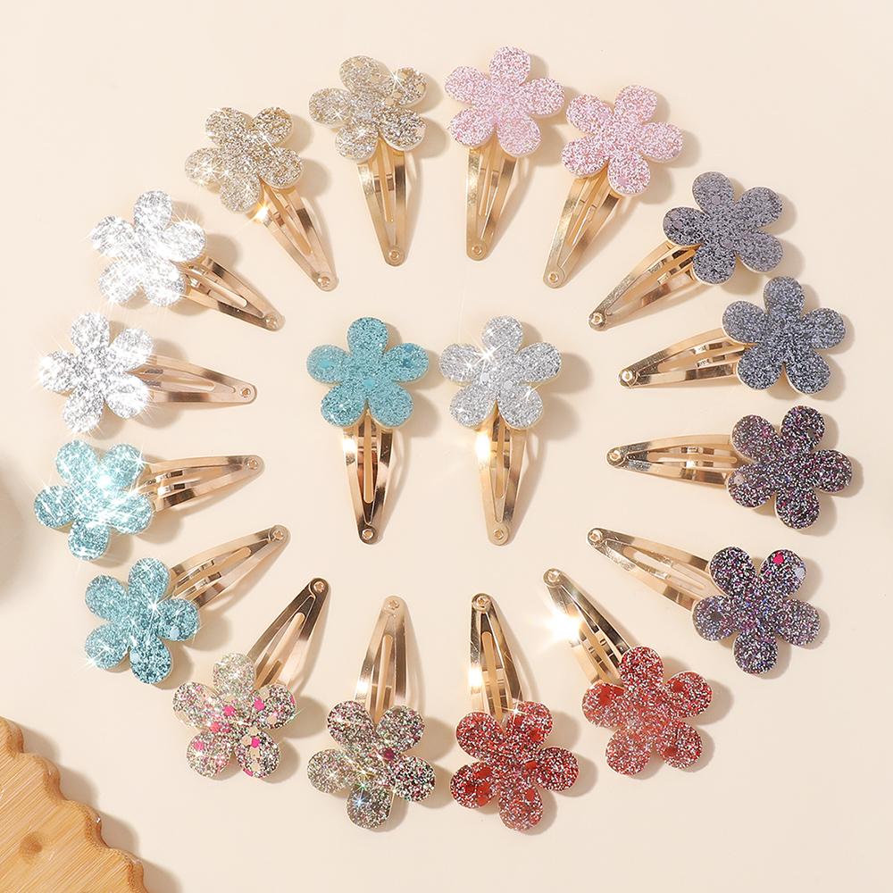 24Pcs Geometric  Hair Clip Glitter DropletColorful Gradient  Girls Children Bangs BB Alloy Hairpins Headclips Hair Accessories