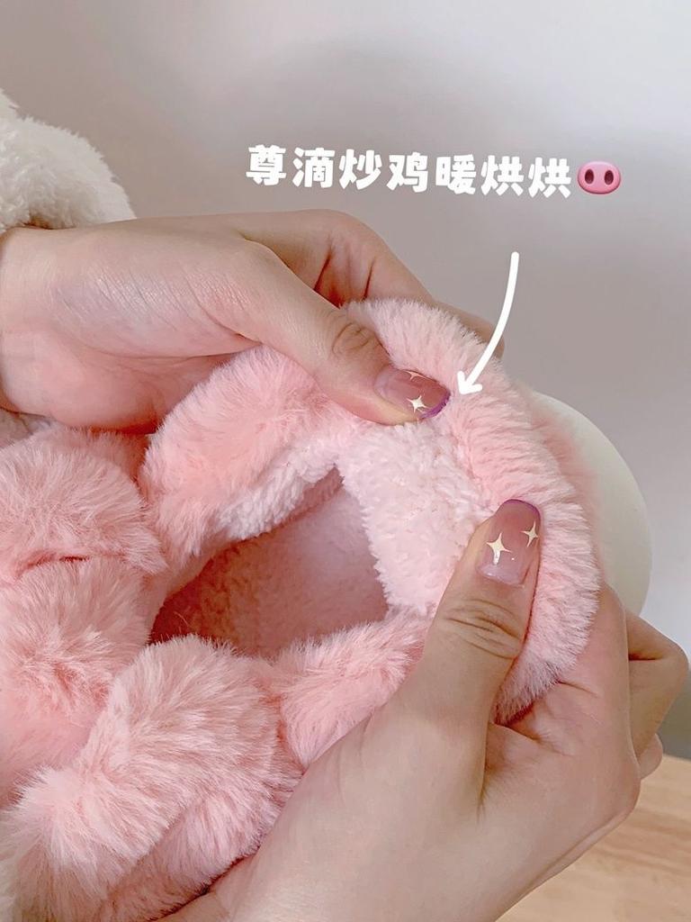 Розовые прочные тапочки-свинки женские толстые тапочки с животными женские плоские пушистые хлопковые туфли 2024 новые теплые домашние тапочки для девочек