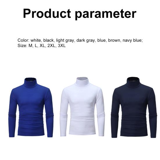 Мужская хлопковая футболка однотонная с длинным рукавом, водолазка, облегающий базовый топ на весну