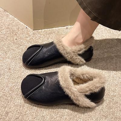 2025 зима новые женские бархатные туфли дуду на плоской подошве, однопедальные, теплые, с мягкой подошвой, повседневные туфли для мамы, хлопковые туфли Мао Мао