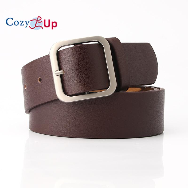 Cozy Up Женский ремень в стиле ретро, ​​простой универсальный ремень из искусственной кожи с квадратной пряжкой