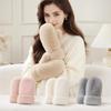 1pair Windproof Plush Gloves Thickened Winter Mittens Simple Full-Finger Gloves  Women