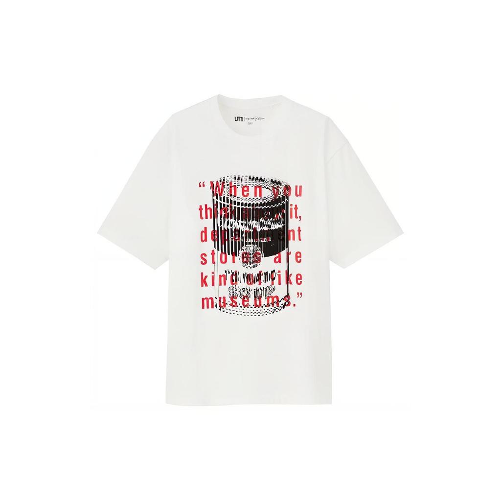 Uniqlo X Warhol X Kawamura Коллаборация Футболка с принтом с круглым вырезом с коротким рукавом Унисекс Топы Белый 438018-00