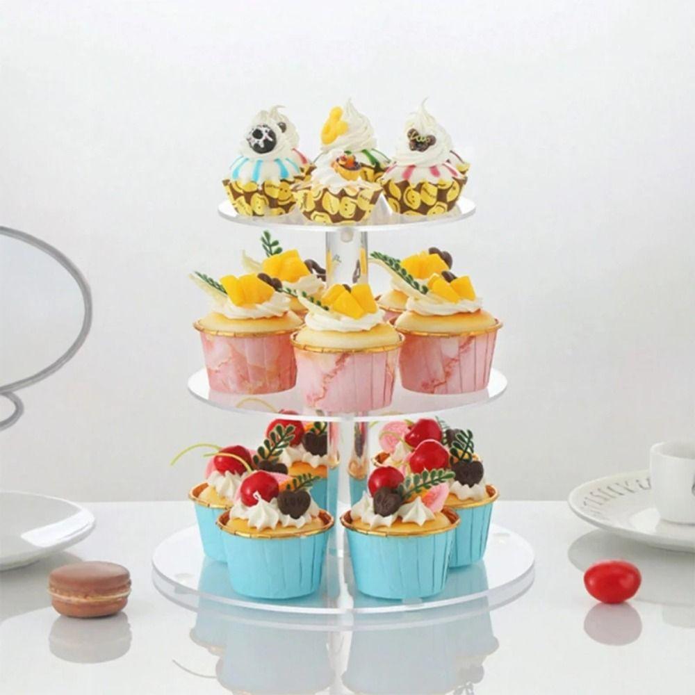 Clear Acrylic Cupcake Stand 3/4/5 Tier Cake Serving Rack Cake Display Shelf Kitchen