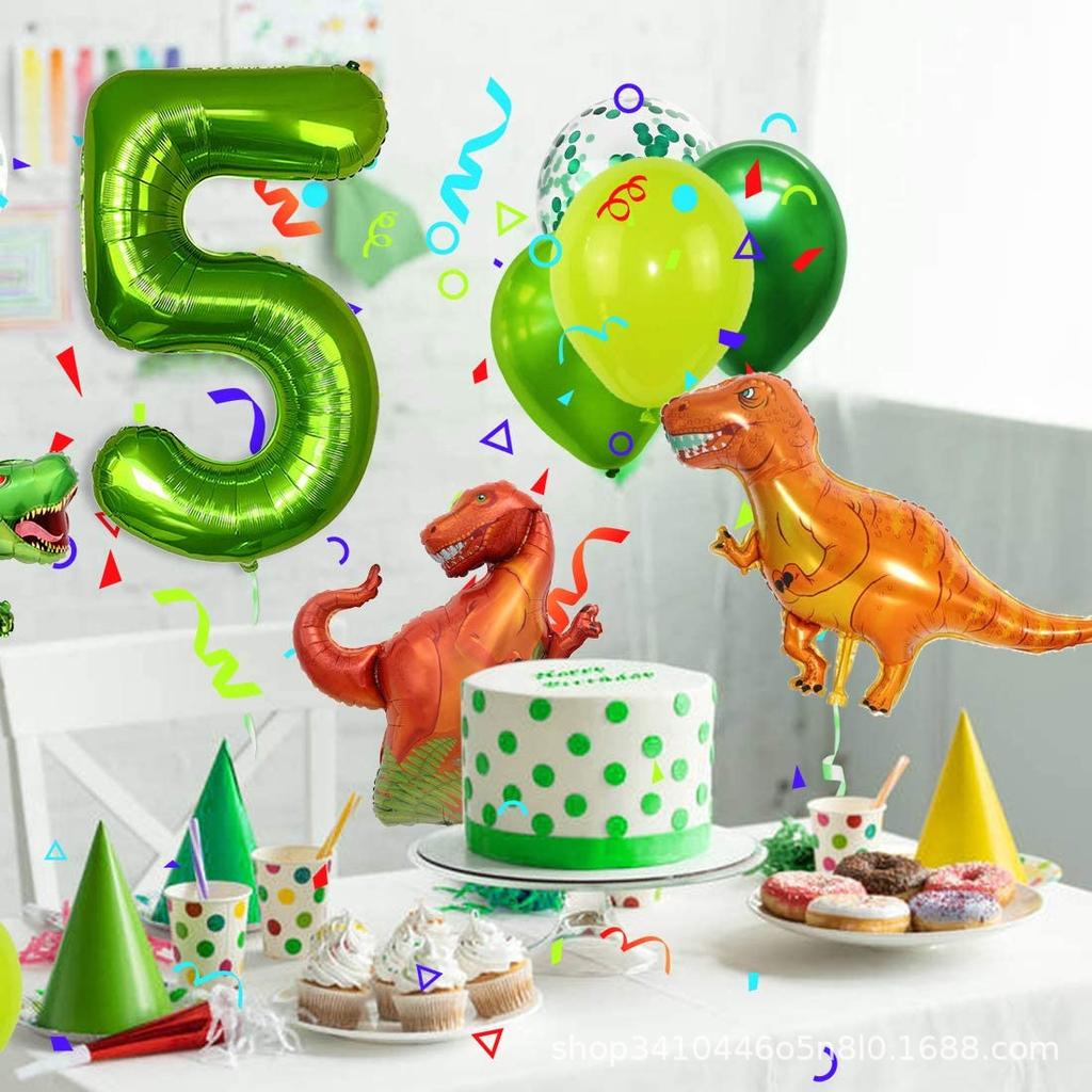 Динозавр 1-9 лет день рождения воздушный шар фон украшения номер набор день рождения номер воздушный шар набор зеленый 