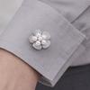 2PCS Fashion Vintage Pearl Flower Button Exquisite No-drill Decorative Button Detachable Clip Flower Cufflinks Formal Wear