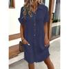 Fashion Short Sleeve Women Summer Shirt Dress New Elegant Lapel Loose Plus Size Simple Button Casual Party Dresses Single Breasted Women's Clothing