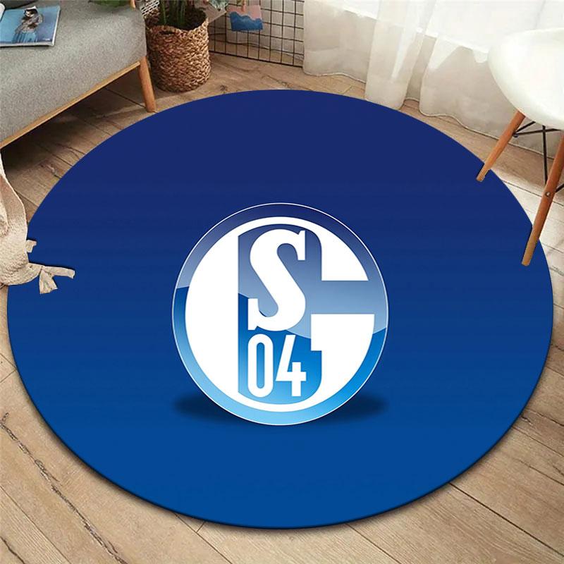 FC Schalke 04 Round Area Rug,Carpet Rug for Living Room Bedroom Sofa Playroom Decor,Non-slip Floor Mat
