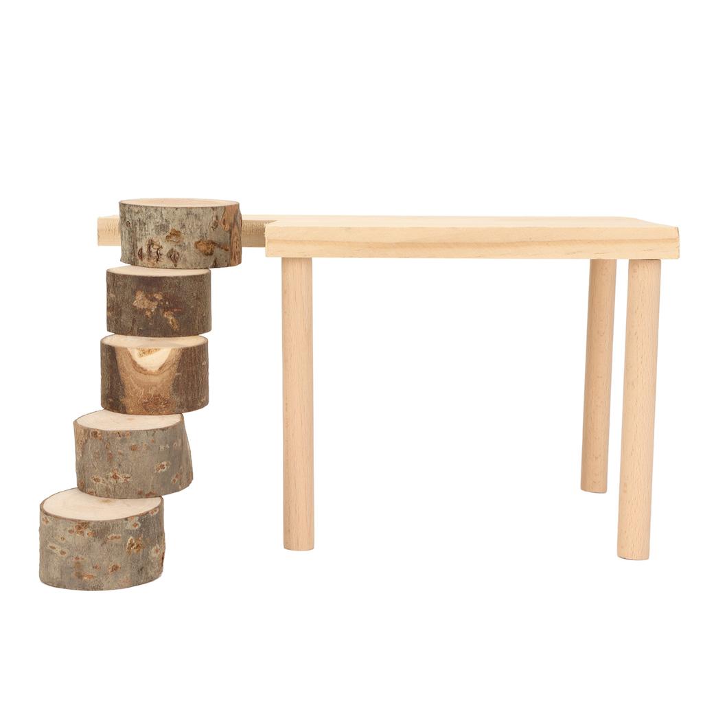 Hamster Climb Platform Decorative Wooden Small Pet Playing Activity Playground with Round Ladder