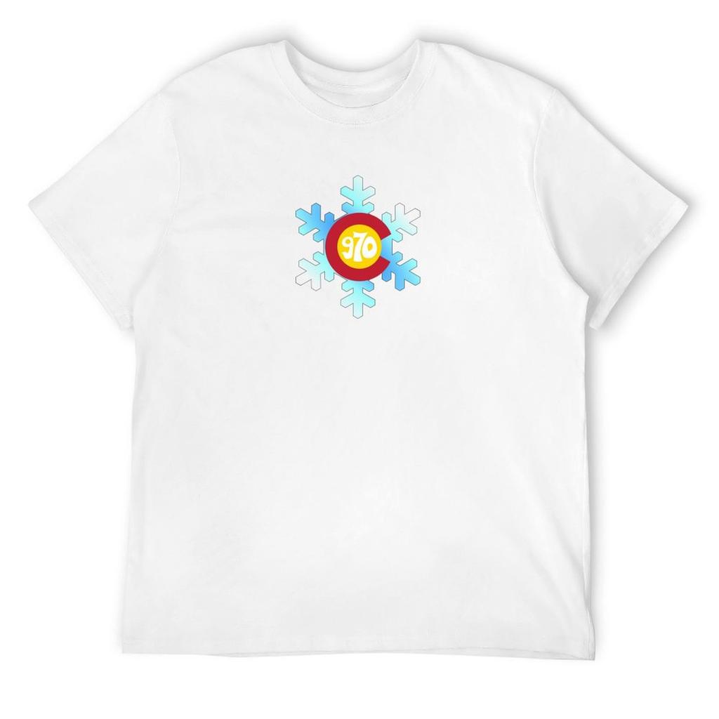 Футболка с ручной росписью, снежинка с флагом Колорадо, код города 970, летние топы, блузка, винтажная футболка мужская