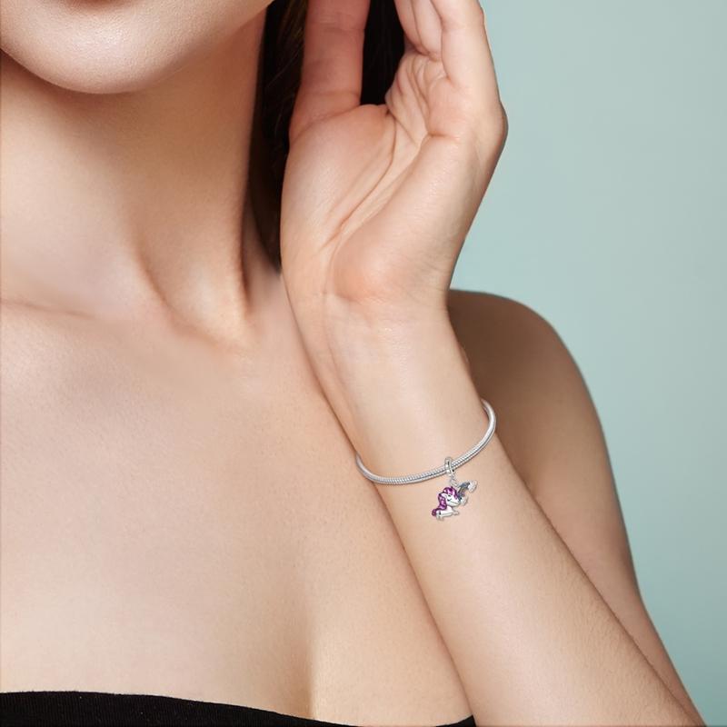 Original Charms Copper Dreamy Rainbow Unicorn Pendants Fit Charms Plata Bracelets For Women Jewelry Making Fine Gifts