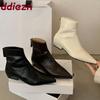 Fashion Female Low Heel Women Ankle Stretch Boots Zippers Shoes Fashion Pointed Toe Ladies Modern Short Boots Shoes