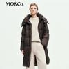 MO&Co. Women's Long Goose Down Jacket with Detachable Hood