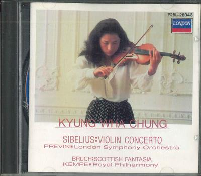 CD КЮНГ ВА ЧУН Сибелиус Уолтон Скрипичные концерты F28L28043 LONDON Япония Классика Б/у