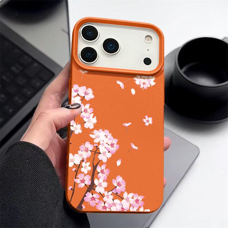 Чехол с цветочным узором 'Розовые персиковые цветы' Для iPhone 17 Pro Max Funda iPhone 16 Pro Max 15 14 13 12 11 Air 16E Силиконовая накладка с текстурой кожи