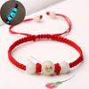 Браслет на удачу в год змеи из красной веревки, плетеная цепочка на руку, светящийся камень, регулируемый, плетеный вручную, браслет на запястье в год змеи, подарочный браслет на новый год