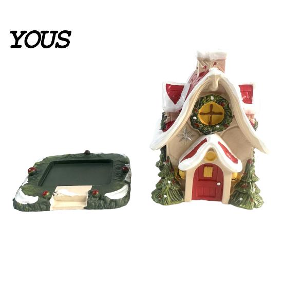 Atmospheric Candlelight Display Piece Christmas Snow House Incense Burner, Backflow Holder, Holiday Ceremony Decoration Items Festive Xmas Desktop