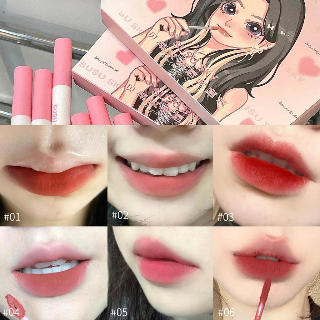 Lip Mud Set Matte Velvet Whitening Lip Glaze Long-lasting Makeup Lipstick