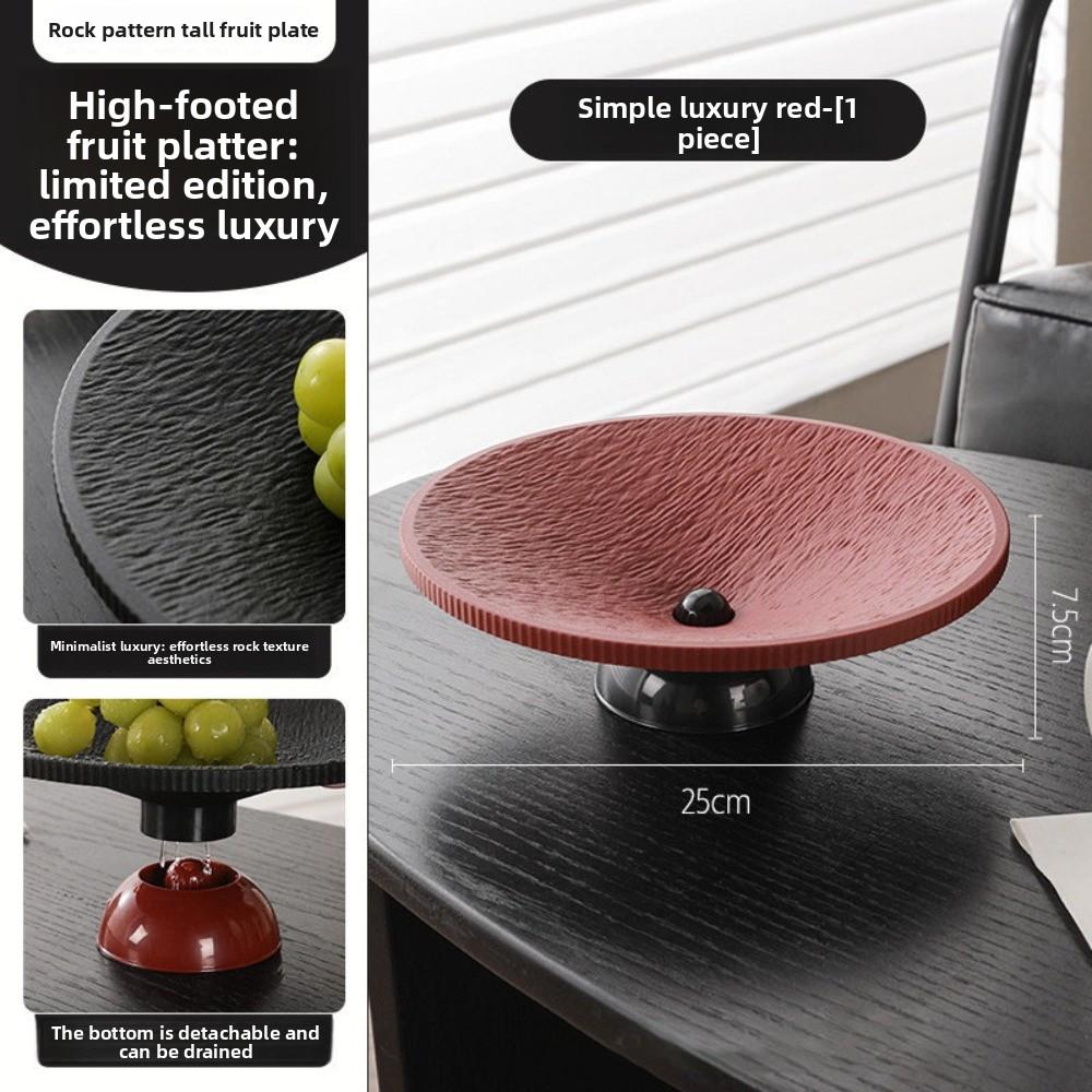 New High-legged Fruit Plate Light Luxury Plastic Dried Fruit Plate Large Capacity Drain Tray Fruit Display