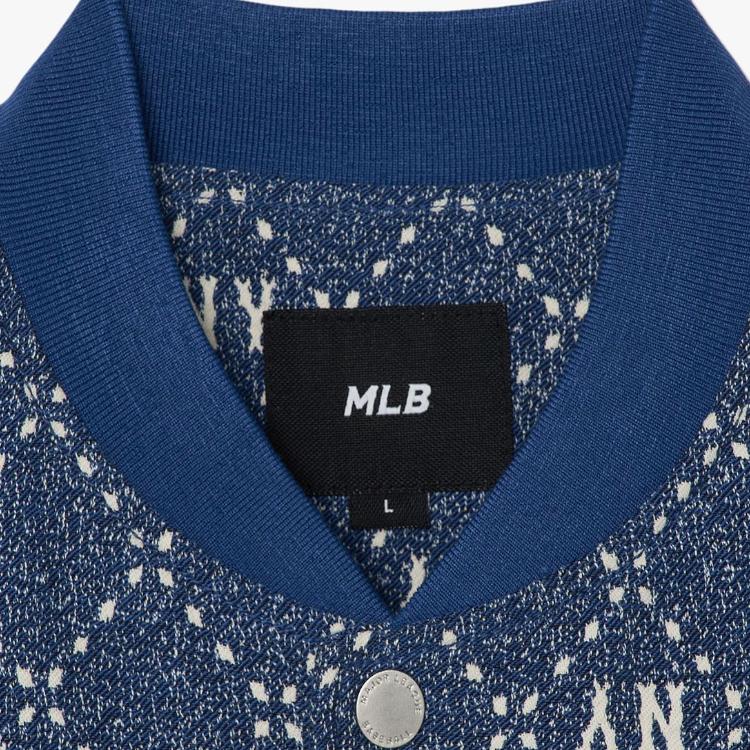 MLB New York Yankees Letter Jacquard Denim Jacket Unisex Jacket Navy-Blue 3ADKM0131-50INS