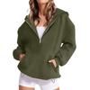 Women's Loose Comfortable Casual Fashionable Solid Color Hooded Zipper Drawstring Sweatshirt