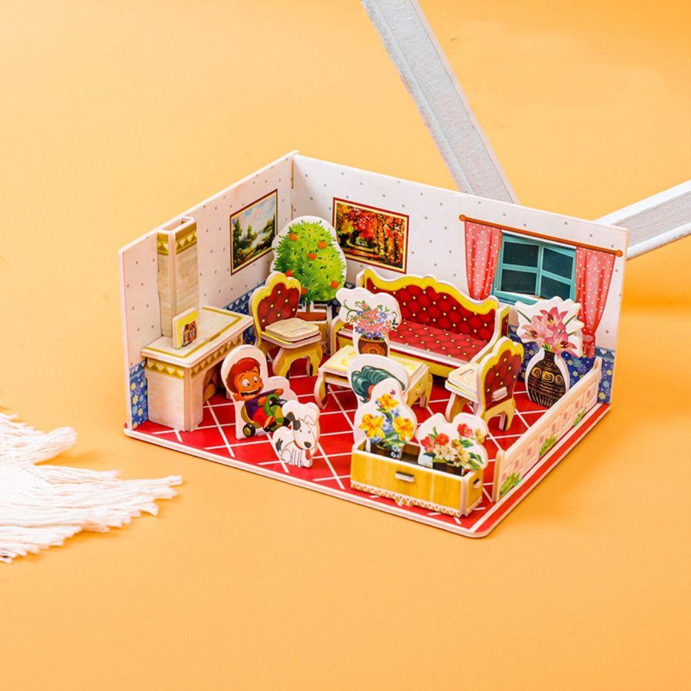 3D модель дома, игрушки-головоломки, модель игрушки, модель комнаты, игрушки для рукоделия, 3D комната, картон, подарок на день рождения