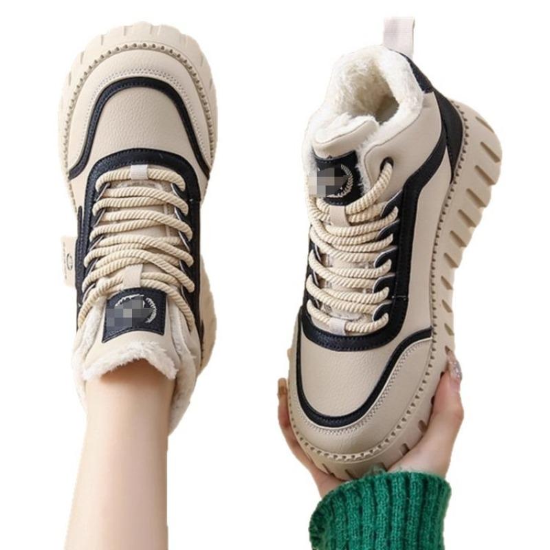 Snow Boots Women's New Winter Thick-soled Heightening Velvet Short Boots Non-slip Flat-soled Warm High-top Cotton Shoes