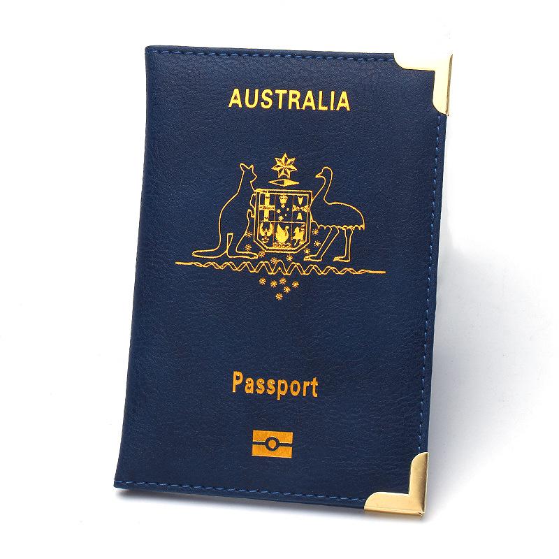 Australia Passport Holder: Slim Leather with Copper Details and Ticket Pocket