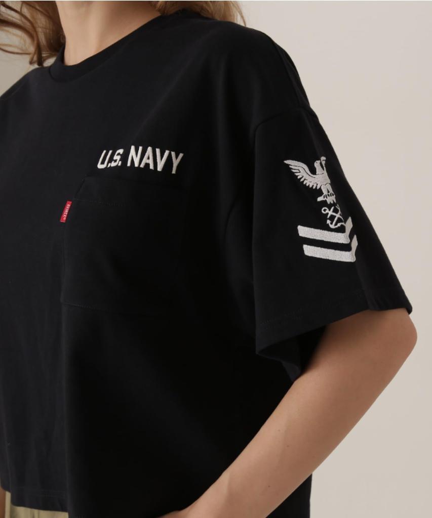 Avirex NAVAL POCKET SHORT T-SHIRT, Женская, Размер F 120, Темно-синий, 783-5935601