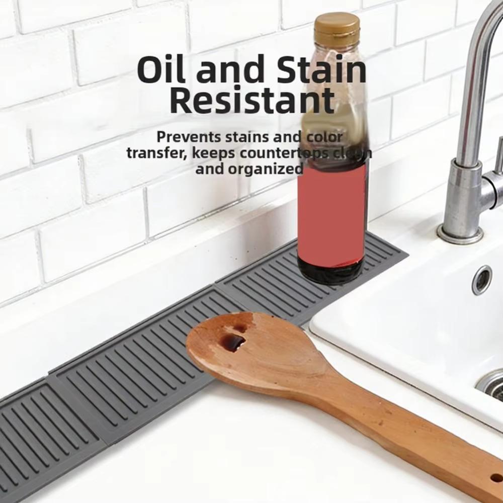 2 Piece Silicone Counter Top Drying Mat Non-Slip Insulated Mat Dish Draining Mat Pot