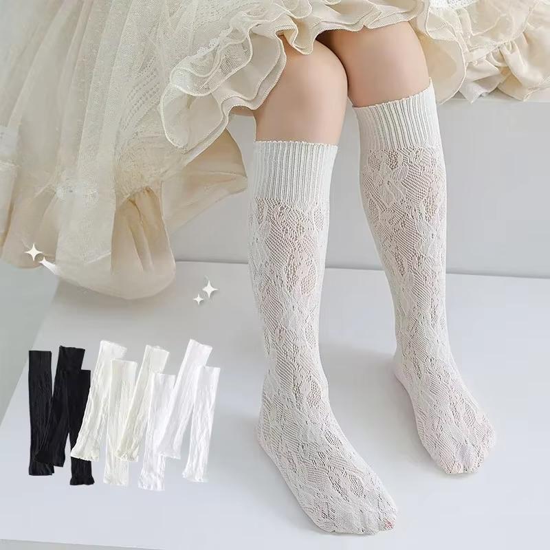 Летние кружевные тонкие носки для детей и девочек, простые, шикарные, с цветочным узором, детские носки из нейлоновой эластичной сетки, дышащие, школьные носки