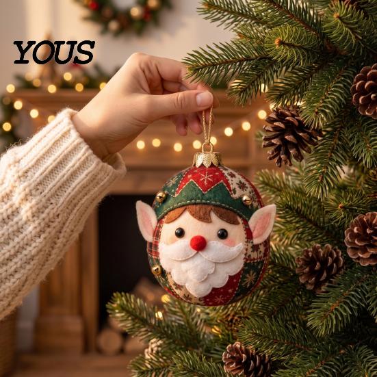 Decorative Fabric Patchwork Crafts Christmas Ball DIY Kit, Ornament Sewing Xmas Holiday Craft Projects for Adults Kit Adults, Handmade Tree Decoration