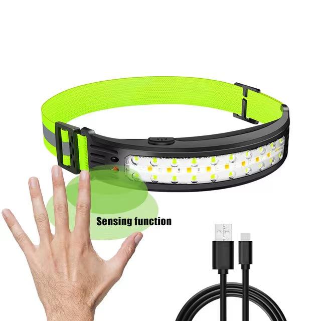 Датчик Мощный светодиодный налобный фонарь COB Фара Водонепроницаемая USB перезаряжаемая налобная лампа Встроенный аккумулятор фонарик Рабочий свет