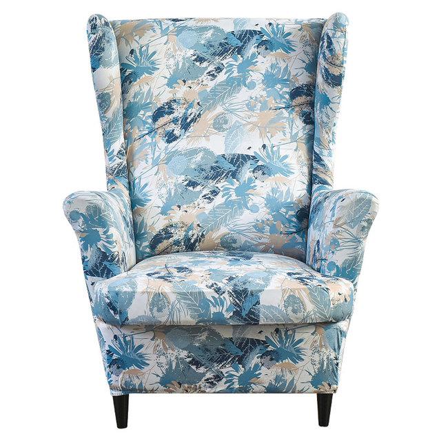 Чехол на спинку стула с наклонной подлокотником и принтом, эластичный чехол на кресло, крыло, спинка дивана, растягивающийся протектор, домашний декор