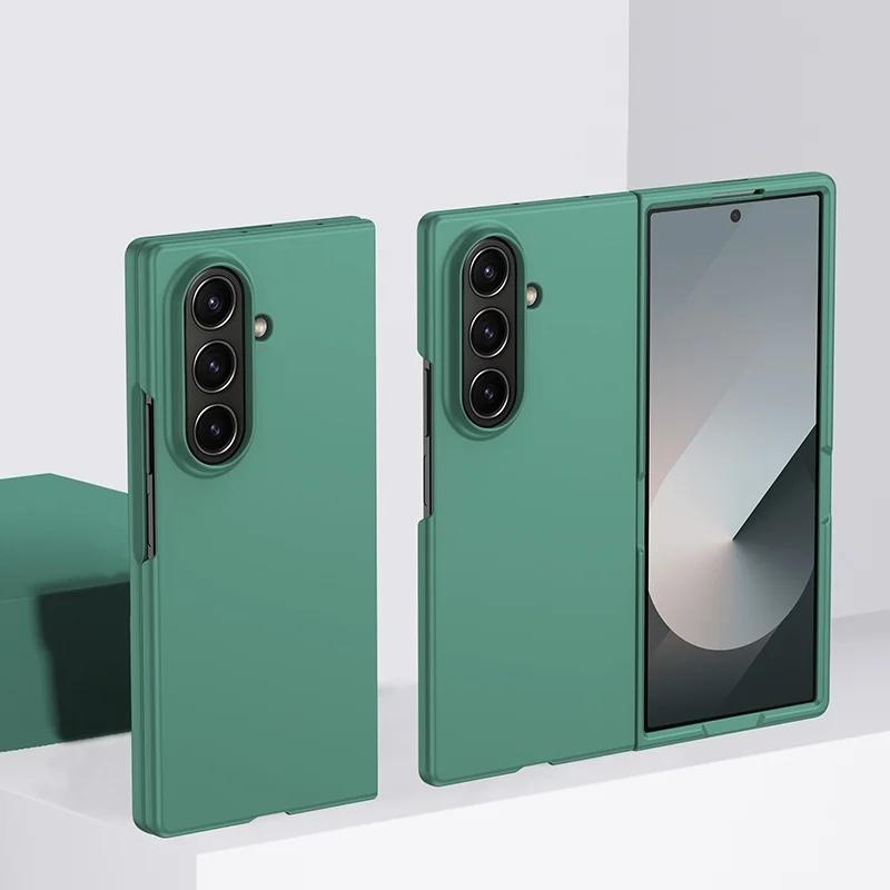 Модный Люксовый Матовый Чехол для Телефона с Ощущением Кожи Для Samsung Galaxy Z Fold 7 6 5 4 3 2 Конфетный Цвет PC Ударопрочный Защитный Чехол