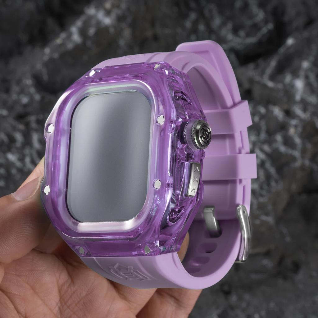 Роскошный прозрачный чехол для ремешка Apple Watch Ultra 2 49 мм, набор для модификации, силиконовый ремешок для IWatch Ultra 49 мм, резиновый браслет