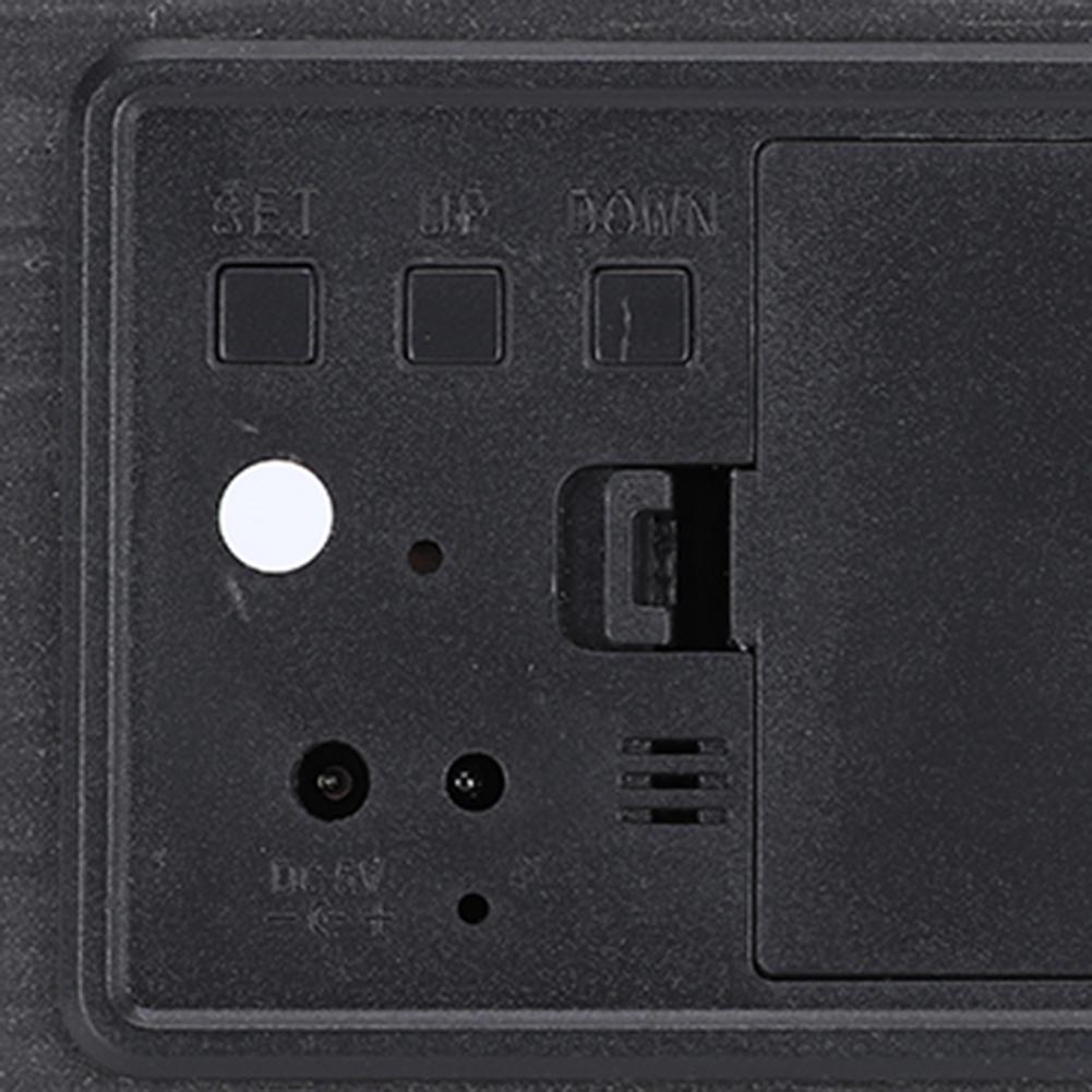 Digital LED Wood Desk Clock Voice Control Triangular Temp Humidity Alarm White Light