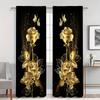 2 шт. Роскошные светонепроницаемые шторы, узор «Золотые розы и бабочки», элегантные цветочные драпировки для гостиной и спальни, европейский декор