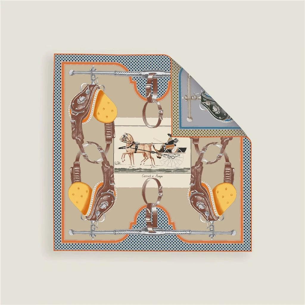 2025 New Two-sided Fashion Elegent Shawl Square Scarf For Women Twill Print Headband Hijab Neckerchief Female Head Wraps Bandana