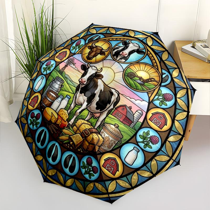 Life Cows pattern umbrella, portable and foldable design, 8 ribs, a casual accessory for Halloween, Christmas, and birthday gifts.
