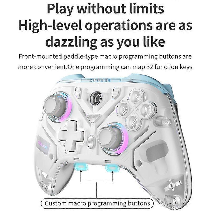 K10 Gaming Controller With Charging Dock RGB Wireless Gamepad Hall Effect Joystick Trigger For Nintend Switch/PC/Phone(Golden)