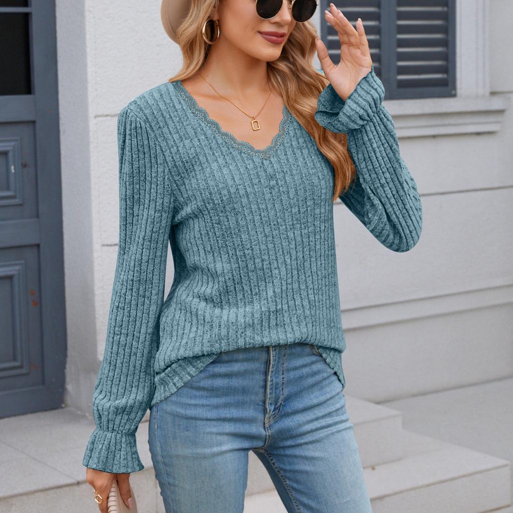 Женские рубашки с длинным рукавом, кружевные топы, деловая повседневная осенняя модная одежда, трикотажные блузки