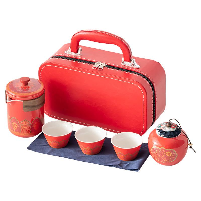 Chinese gift-giving Jiapin portable travel kung fu tea set household outdoor high-end ceramic express cup