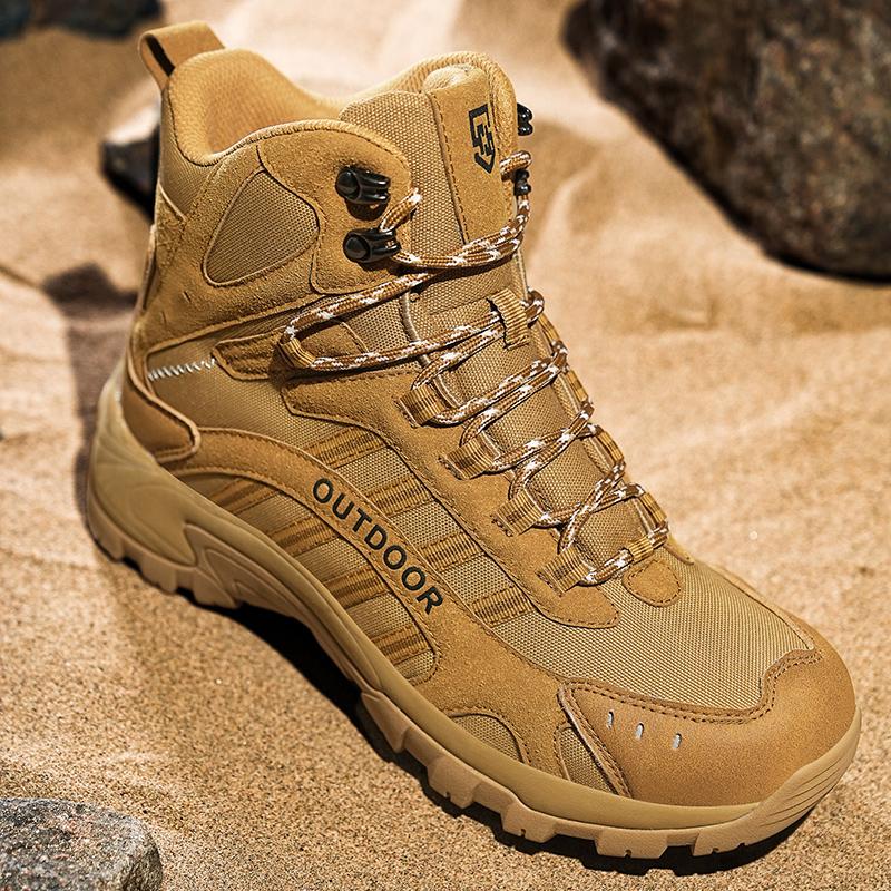 Осенняя спортивная обувь для мужчин с высоким верхом, противоскользящие, походные, спортивные, на толстой подошве, для активного отдыха в пустыне, тактические ботинки для мужчин