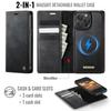 For iPhone 15 Pro Case CASEME C49 Compatible with MagSafe RFID Blocking Detachable Wallet Leather Phone Cover
