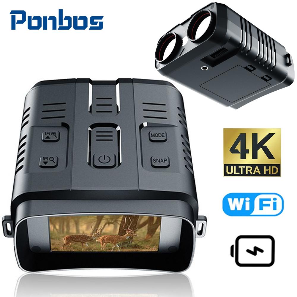Nv009 4k Uhd перезаряжаемый бинокулярный телескоп Wi-Fi 42MP 10x Zoom цифровой 800 м инфракрасное ночное видение для охоты, кемпинга